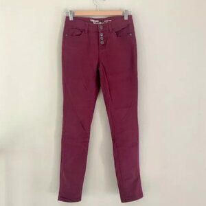 Hippie Laundry Women's Burgundy Mid Rise Skinny Jeans
